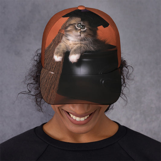 Halloween Cute Witch Cat Print Baseball Cap