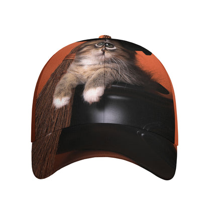 Halloween Cute Witch Cat Print Baseball Cap