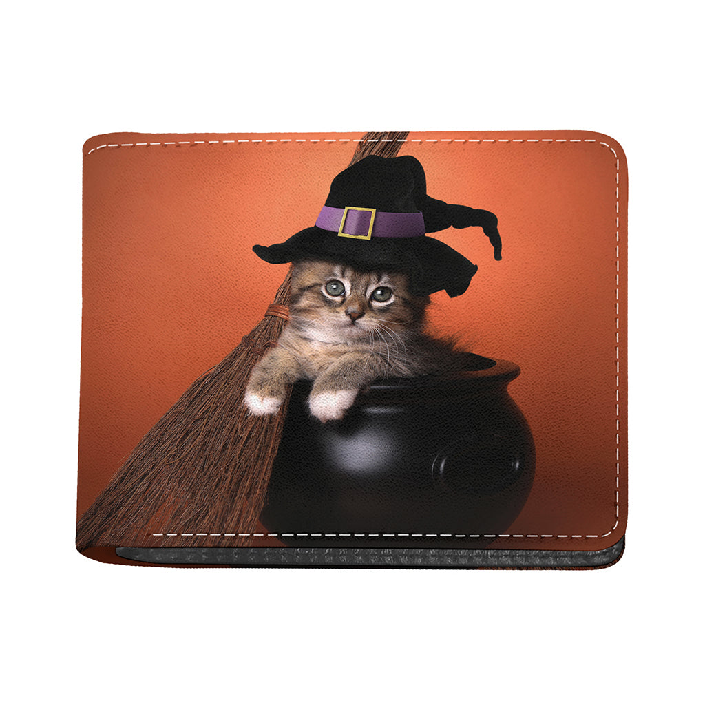 Halloween Cute Witch Cat Print Bifold Wallet