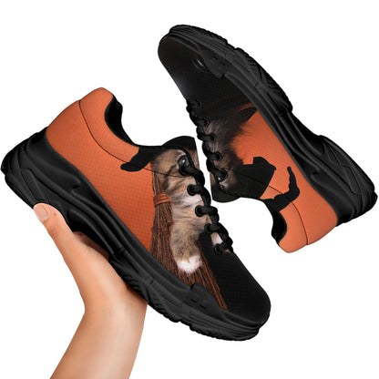Halloween Cute Witch Cat Print Black Chunky Shoes