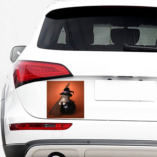 Halloween Cute Witch Cat Print Car Sticker