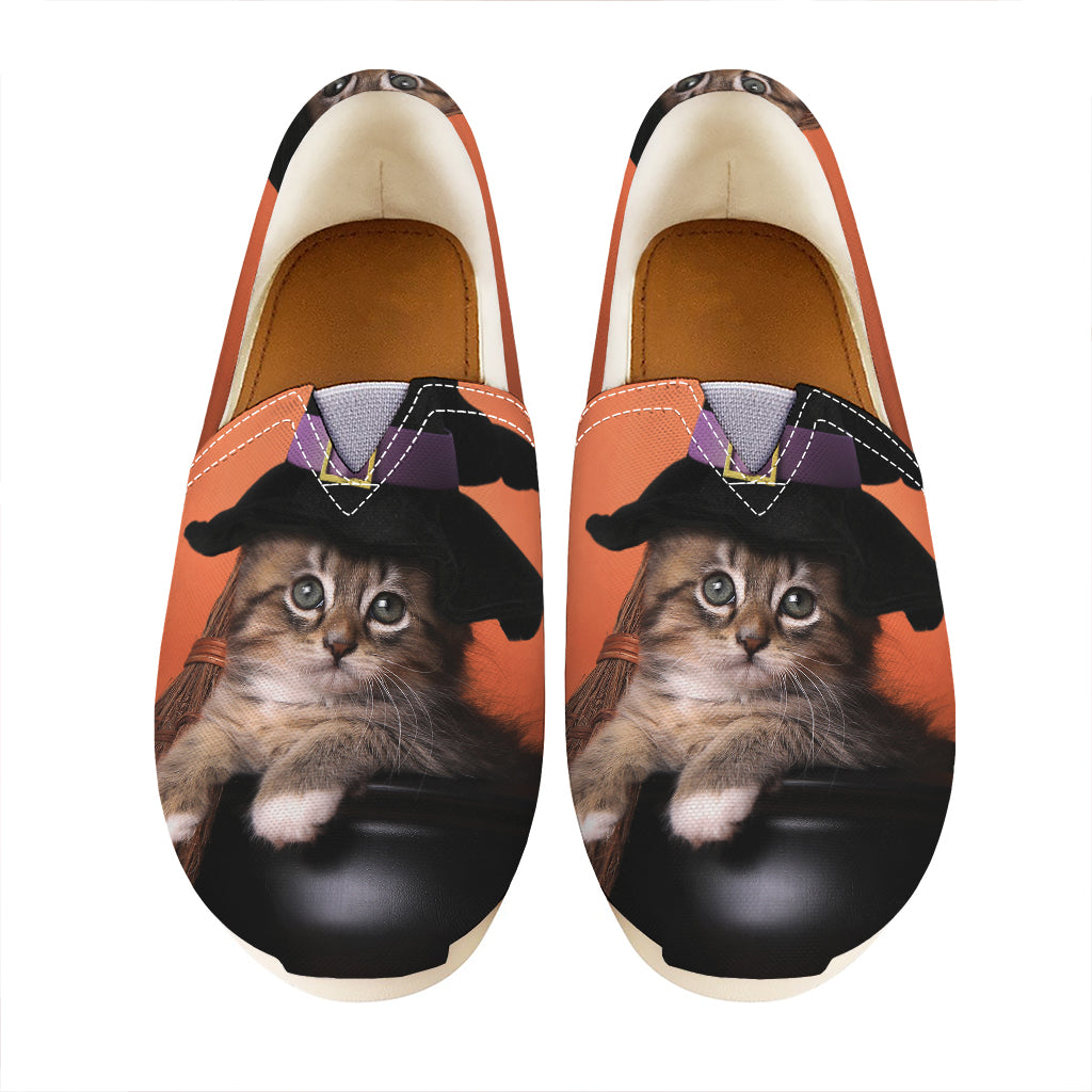Halloween Cute Witch Cat Print Casual Shoes