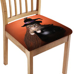 Halloween Cute Witch Cat Print Chair Cushion Cover