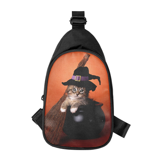 Halloween Cute Witch Cat Print Chest Bag