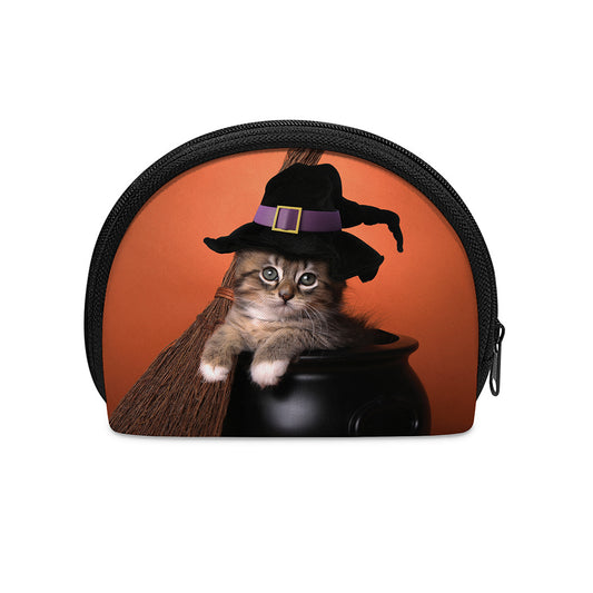 Halloween Cute Witch Cat Print Coin Purse