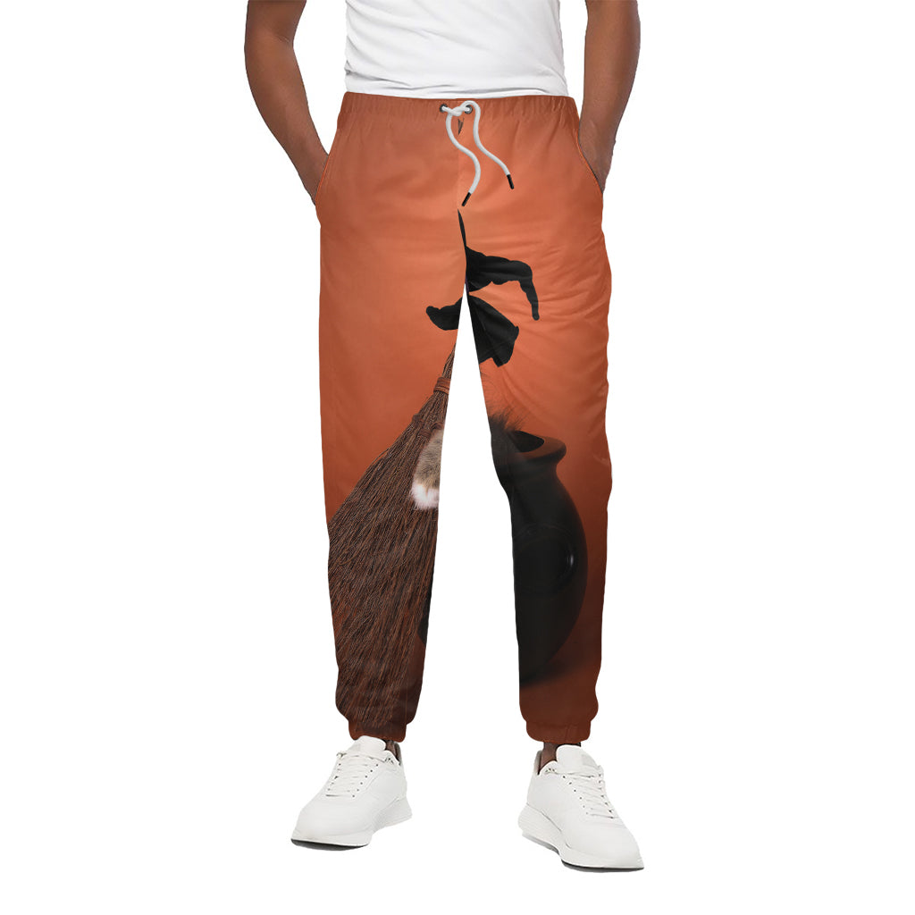 Halloween Cute Witch Cat Print Cotton Pants