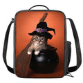 Halloween Cute Witch Cat Print Crossbody Lunch Bag