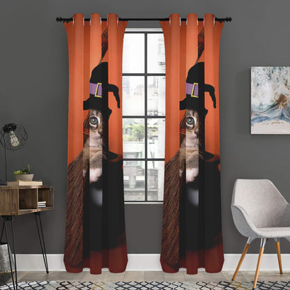Halloween Cute Witch Cat Print Curtain