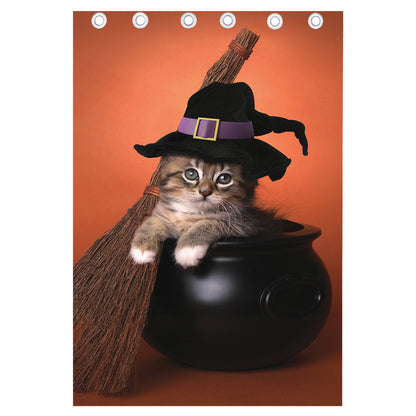 Halloween Cute Witch Cat Print Curtain