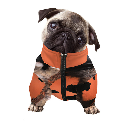 Halloween Cute Witch Cat Print Dog Zip Up Jacket
