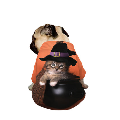Halloween Cute Witch Cat Print Dog Zip Up Jacket