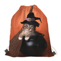Halloween Cute Witch Cat Print Drawstring Bag