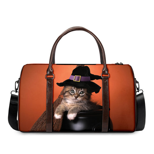 Halloween Cute Witch Cat Print Duffle Bag