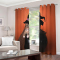 Halloween Cute Witch Cat Print Extra Wide Grommet Curtains