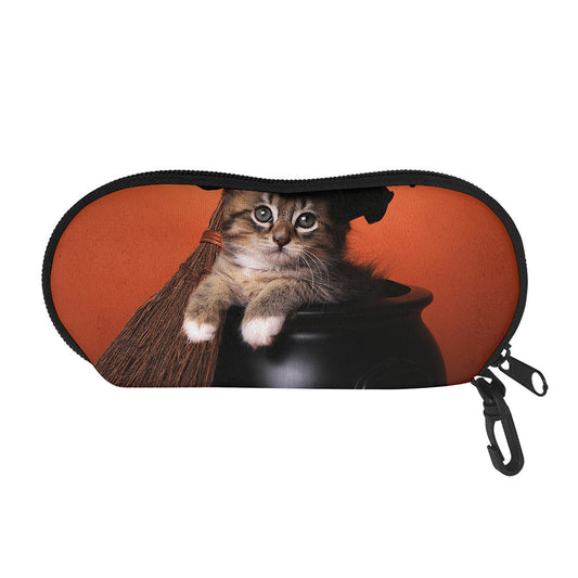 Halloween Cute Witch Cat Print Glasses Case