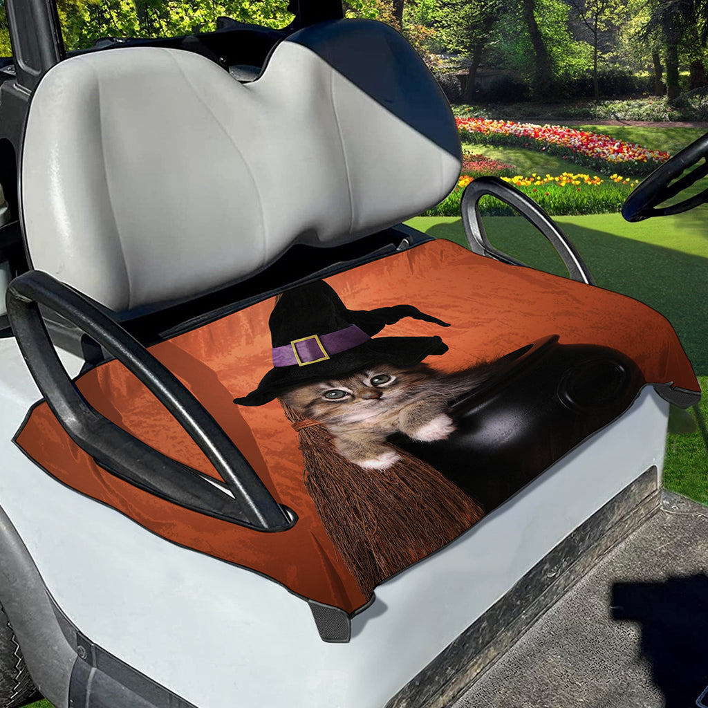 Halloween Cute Witch Cat Print Golf Cart Seat Cover