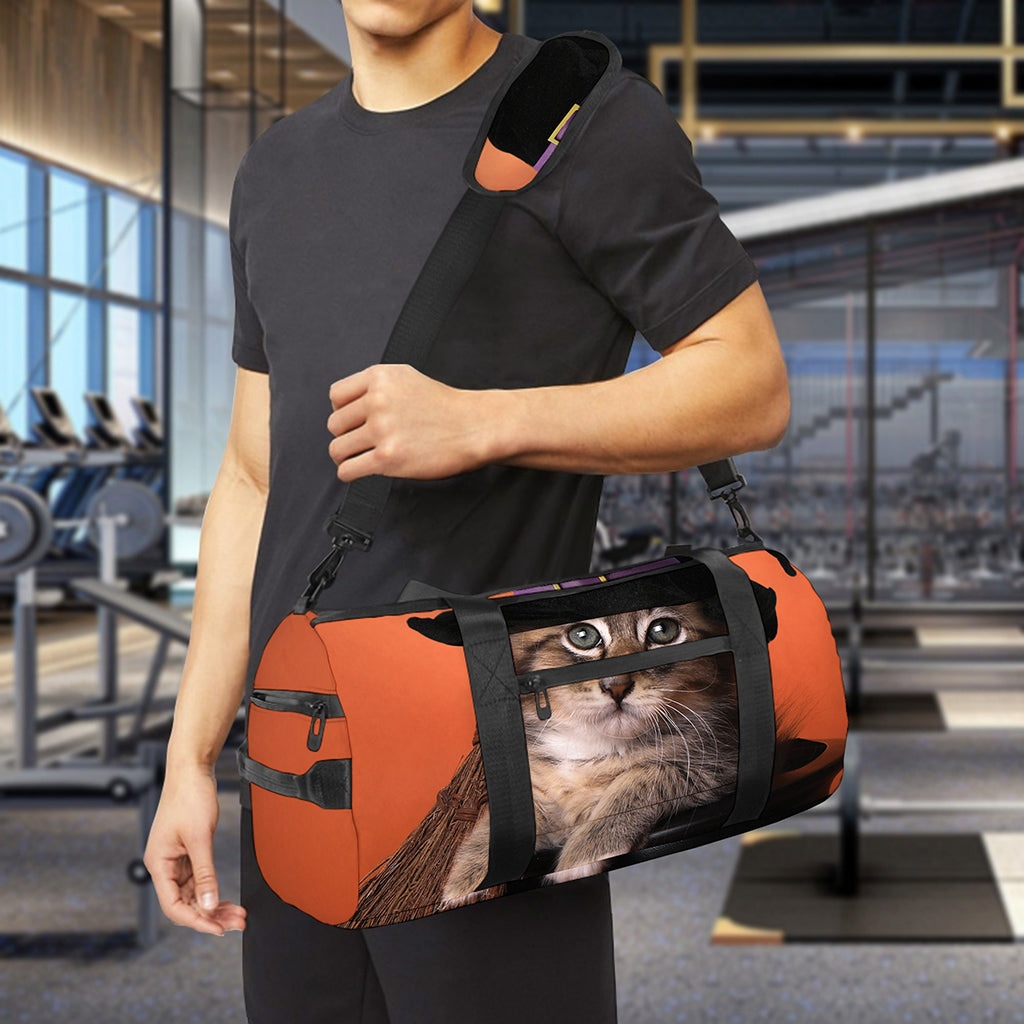 Halloween Cute Witch Cat Print Gym Bag