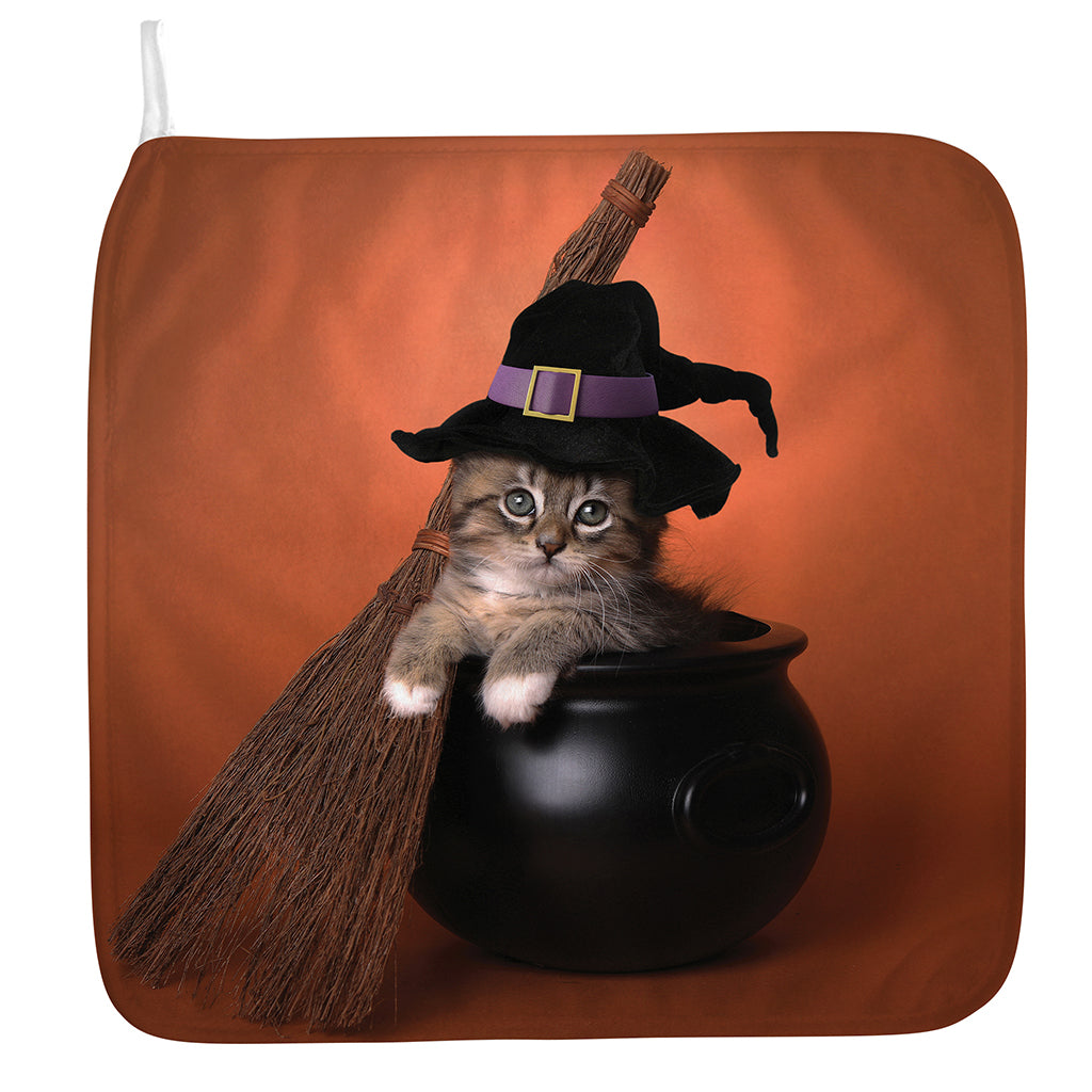 Halloween Cute Witch Cat Print Hand Towel