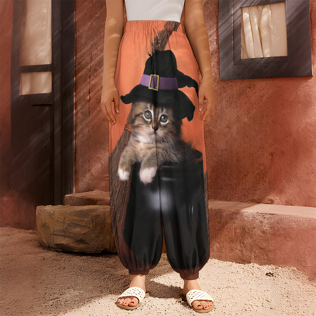 Halloween Cute Witch Cat Print Harem Pants