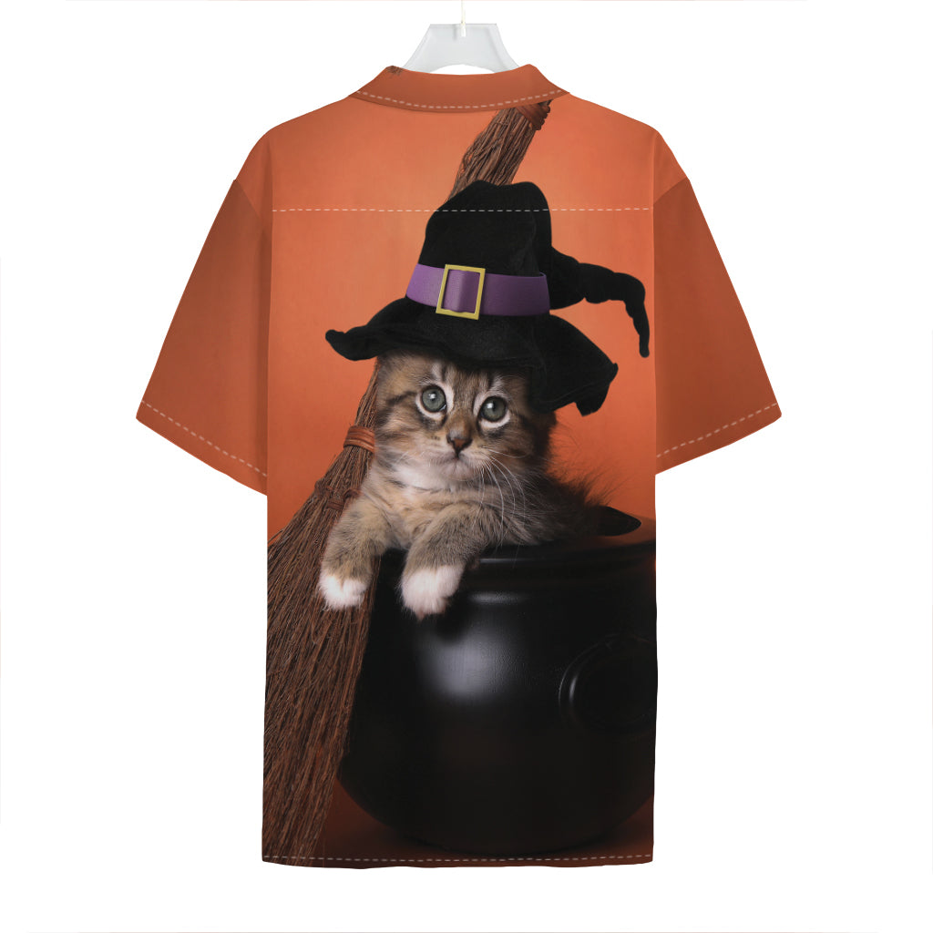 Halloween Cute Witch Cat Print Hawaiian Shirt