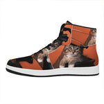 Halloween Cute Witch Cat Print High Top Leather Sneakers