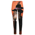 Halloween Cute Witch Cat Print High-Waisted Pocket Leggings