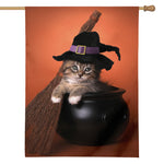 Halloween Cute Witch Cat Print House Flag