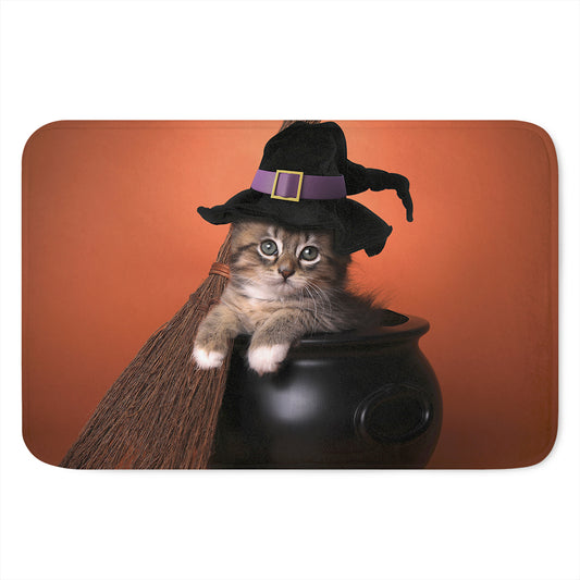 Halloween Cute Witch Cat Print Indoor Door Mat