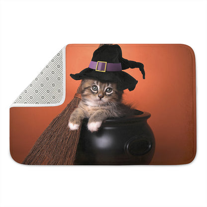 Halloween Cute Witch Cat Print Indoor Door Mat