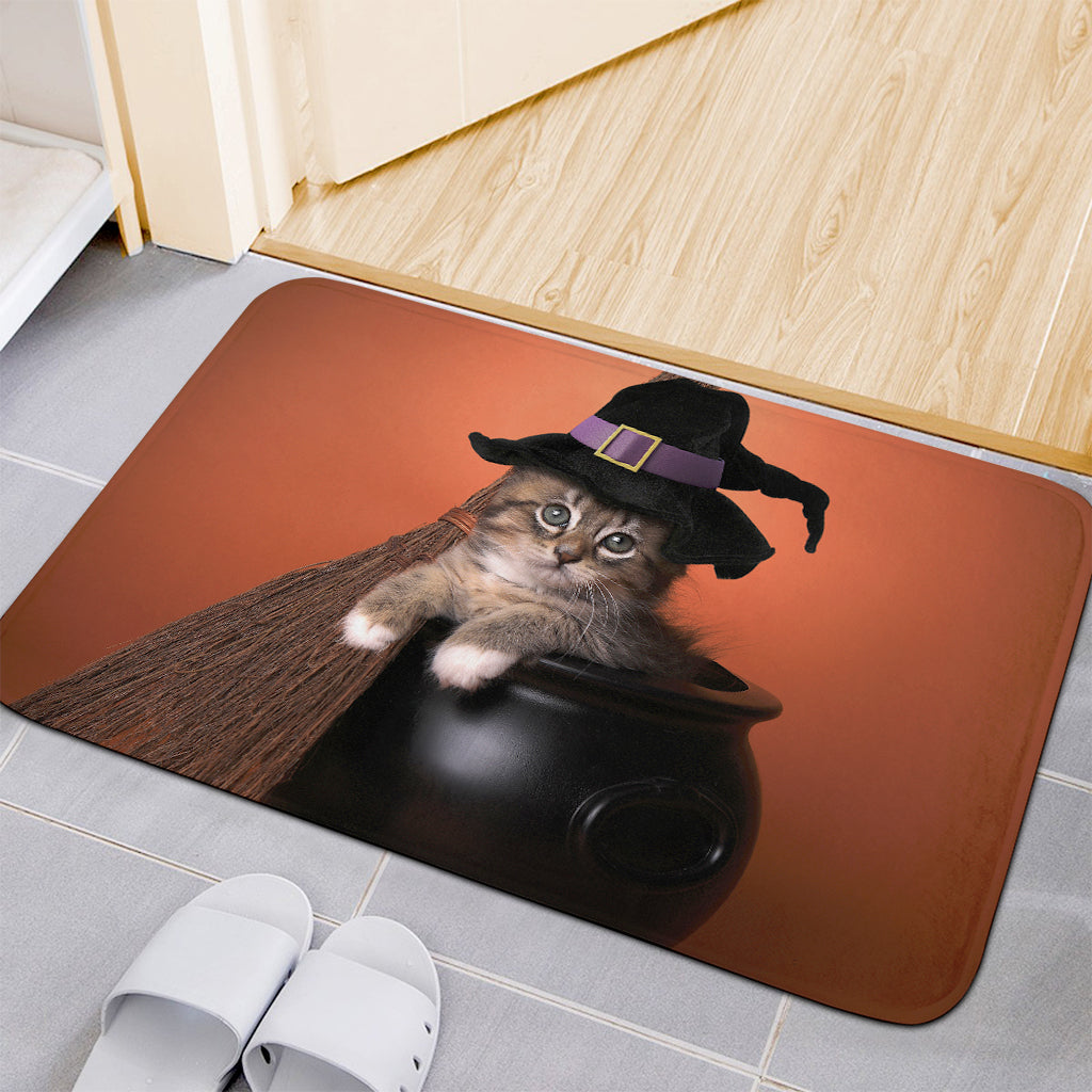 Halloween Cute Witch Cat Print Indoor Door Mat