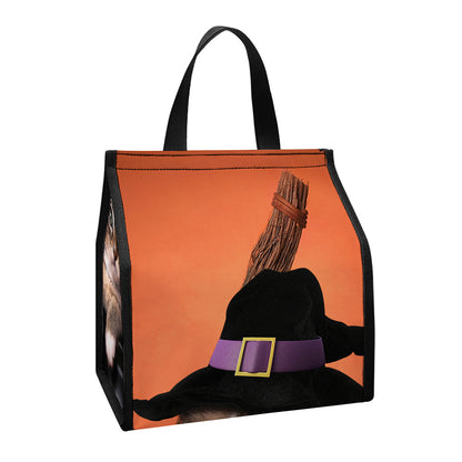 Halloween Cute Witch Cat Print Insulated Lunch Tote