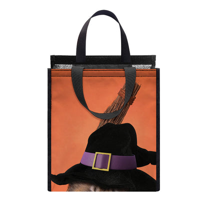 Halloween Cute Witch Cat Print Insulated Lunch Tote