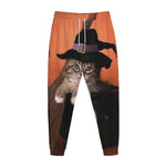 Halloween Cute Witch Cat Print Jogger Pants