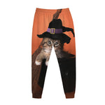 Halloween Cute Witch Cat Print Jogger Pants