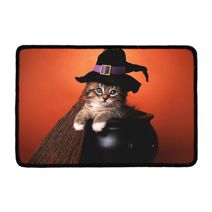 Halloween Cute Witch Cat Print Kitchen Mat