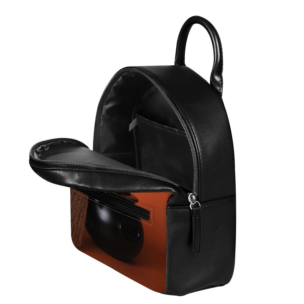 Halloween Cute Witch Cat Print Leather Backpack