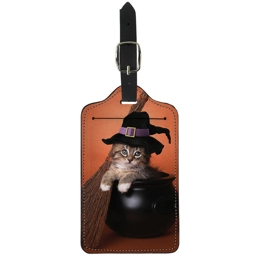 Halloween Cute Witch Cat Print Luggage Tag