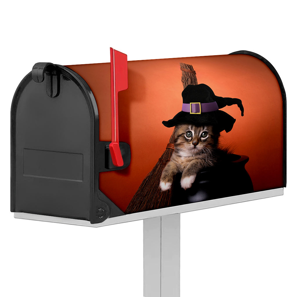 Halloween Cute Witch Cat Print Mailbox Cover