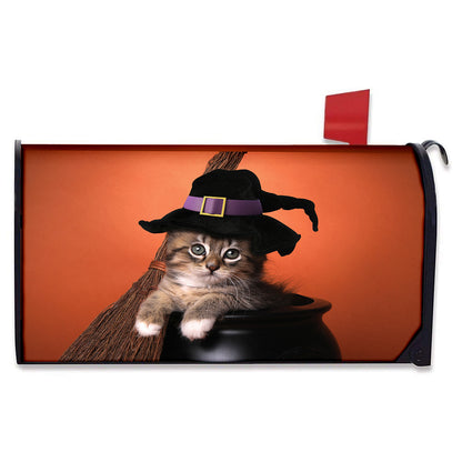 Halloween Cute Witch Cat Print Mailbox Cover
