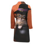 Halloween Cute Witch Cat Print Men's Bathrobe