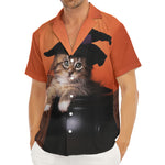 Halloween Cute Witch Cat Print Men's Deep V-Neck Shirt
