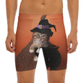 Halloween Cute Witch Cat Print Men's Long Boxer Briefs