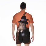 Halloween Cute Witch Cat Print Men's Rompers