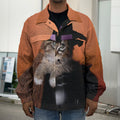 Halloween Cute Witch Cat Print Men's Shirt Jacket