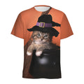 Halloween Cute Witch Cat Print Men's Athletic T-Shirt