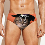 Halloween Cute Witch Cat Print Men's Swim Briefs