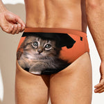 Halloween Cute Witch Cat Print Men's Swim Briefs
