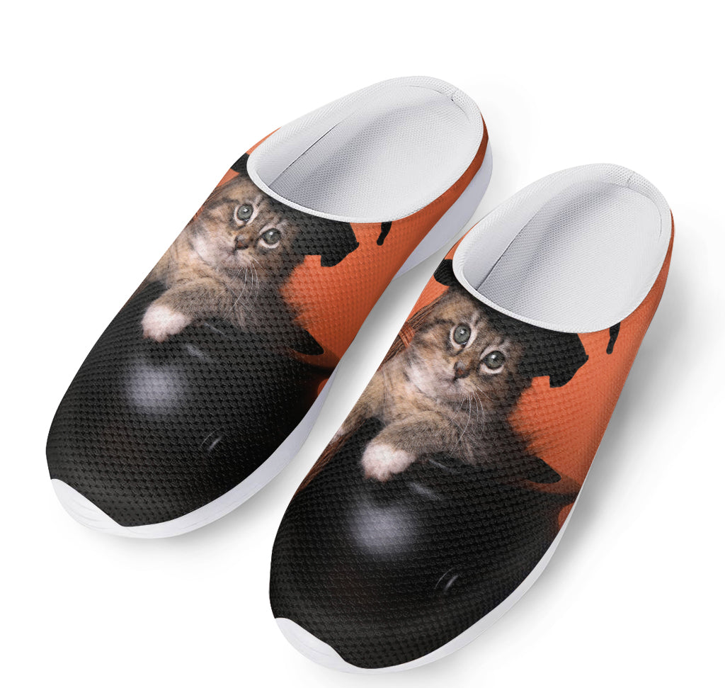 Halloween Cute Witch Cat Print Mesh Casual Shoes