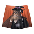 Halloween Cute Witch Cat Print Mesh Shorts