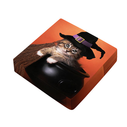 Halloween Cute Witch Cat Print Outdoor Seat Cushion Cover